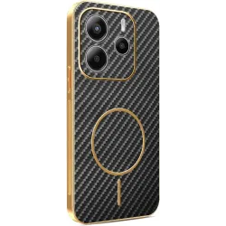 Phonesta Luxury Carbon Fiber Back Cover Hülle mit MagSafe für Xiaomi Redmi Note 14 4G 164.8mm - Schwarz