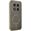 Phonesta Luxury Carbon Fiber Back Cover Hülle mit MagSafe für Xiaomi Redmi Note 14 Pro 4G - Braun 0