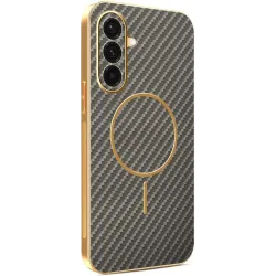 Phonesta Luxury Carbon Fiber Back Cover Hülle mit MagSafe für Samsung Galaxy A36 - Braun