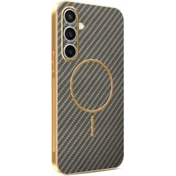 Phonesta Luxury Carbon Fiber Back Cover Hülle mit MagSafe für Samsung Galaxy S24 FE - Braun