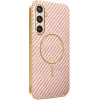 Phonesta Luxury Carbon Fiber Back Cover Hülle mit MagSafe für Samsung Galaxy S25/S24 - Rosa 0