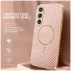 Phonesta Luxury Carbon Fiber Back Cover Hülle mit MagSafe für Samsung Galaxy S25/S24 - Rosa 1