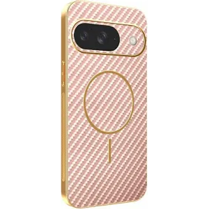 Phonesta Luxury Carbon Fiber Back Cover Hülle mit MagSafe für Google Pixel 9 - Rosa