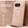 Phonesta Luxury Carbon Fiber Back Cover Hülle mit MagSafe für Google Pixel 9 - Rosa 1