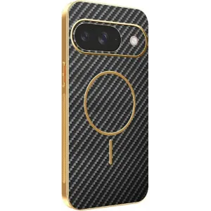 Phonesta Luxury Carbon Fiber Back Cover Hülle mit MagSafe für Google Pixel 9 - Schwarz