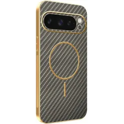 Phonesta Luxury Carbon Fiber Back Cover Hülle mit MagSafe für Google Pixel 9 Pro - Braun