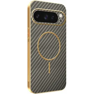 Phonesta Luxury Carbon Fiber Back Cover Hülle mit MagSafe für Google Pixel 9 Pro - Braun