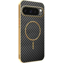 Phonesta Luxury Carbon Fiber Back Cover Hülle mit MagSafe für Google Pixel 9 Pro - Schwarz