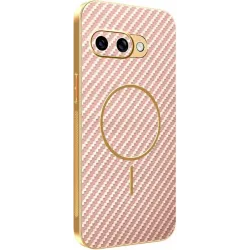 Phonesta Luxury Carbon Fiber Back Cover Hülle mit MagSafe für Google Pixel 9a - Rosa