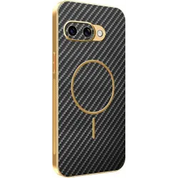Phonesta Luxury Carbon Fiber Back Cover Hülle mit MagSafe für Google Pixel 9a - Schwarz