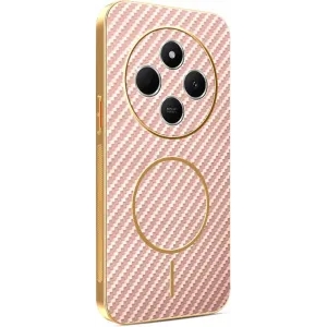Phonesta Luxury Carbon Fiber Back Cover Hülle mit MagSafe für Xiaomi Redmi 14C / Xiaomi Poco C75 - Rosa