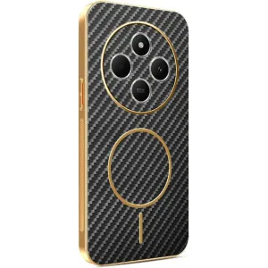 Phonesta Luxury Carbon Fiber Back Cover Hülle mit MagSafe für Xiaomi Redmi 14C / Xiaomi Poco C75 - Schwarz