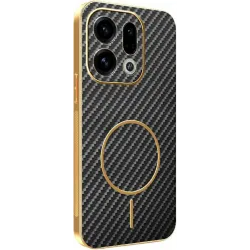 Phonesta Luxury Carbon Fiber Back Cover Hülle mit MagSafe für Oppo Find X9 - Schwarz