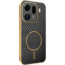 Phonesta Luxury Carbon Fiber Back Cover Hülle mit MagSafe für Oppo Find X9 Pro - Schwarz