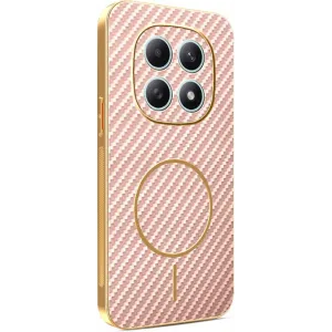 Phonesta Luxury Carbon Fiber Back Cover Hülle mit MagSafe für Xiaomi Redmi Note 15 4G/5G / Xiaomi Poco M8 - Rosa