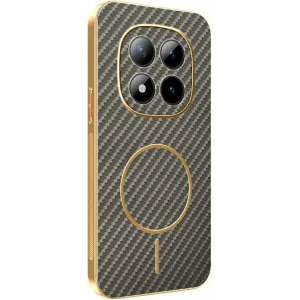 Phonesta Luxury Carbon Fiber Back Cover Hülle mit MagSafe für Xiaomi Redmi Note 15 Pro Plus / Xiaomi Poco M8 Pro - Braun
