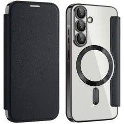 Phonesta Luxury Crystal Book Wallet Klapphülle mit MagSafe für Samsung Galaxy A36/A56 - Schwarz