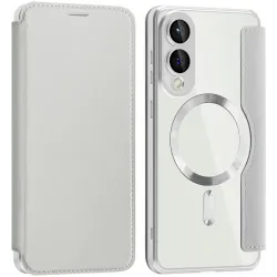 Phonesta Luxury Crystal Book Wallet Klapphülle mit MagSafe für Samsung Galaxy S25 Edge - Silber