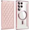 Phonesta Luxury Crystal Puffed Book Wallet Klapphülle mit MagSafe für Samsung Galaxy S24 Ultra - Rosa