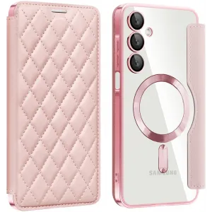 Phonesta Luxury Crystal Puffed Book Wallet Klapphülle mit MagSafe für Samsung Galaxy A16 - Rosa