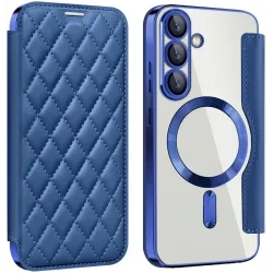 Phonesta Luxury Crystal Puffed Book Wallet Klapphülle mit MagSafe für Samsung Galaxy S25 Plus/S24 Plus - Dunkelblau
