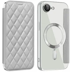 Phonesta Luxury Crystal Puffed Book Wallet Klapphülle mit MagSafe für Apple iPhone 17e/16e - Silber