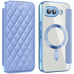 Phonesta Luxury Crystal Puffed Book Wallet Klapphülle mit MagSafe für Google Pixel 9a - Hellblau