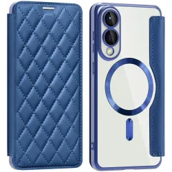 Phonesta Luxury Crystal Puffed Book Wallet Klapphülle mit MagSafe für Samsung Galaxy S25 Edge - Dunkelblau