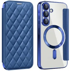 Phonesta Luxury Crystal Puffed Book Wallet Klapphülle mit MagSafe für Samsung Galaxy A36/A56 - Dunkelblau