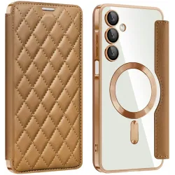Phonesta Luxury Crystal Puffed Book Wallet Klapphülle mit MagSafe für Samsung Galaxy A16 - Braun