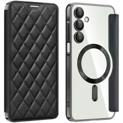 Phonesta Luxury Crystal Puffed Book Wallet Klapphülle mit MagSafe für Samsung Galaxy A16 - Schwarz