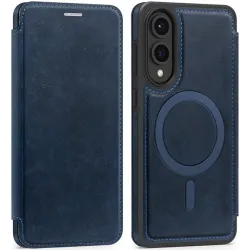 Phonesta Luxury Leder Book Wallet Klapphülle mit MagSafe für Samsung Galaxy S25 Edge - Dunkelblau