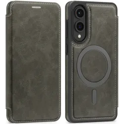 Phonesta Luxury Leder Book Wallet Klapphülle mit MagSafe für Samsung Galaxy S25 Edge - Grau