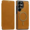 Phonesta Luxury Leder Book Wallet Klapphülle mit MagSafe für Samsung Galaxy S25 Ultra - Hellbraun