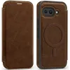 Phonesta Luxury Leder Book Wallet Klapphülle mit MagSafe für Google Pixel 9a - Dunkelbraun