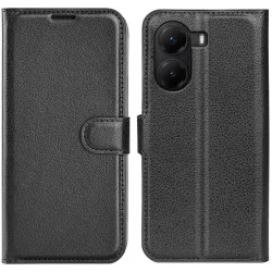 Phonesta Litchi Skin Book Wallet Klapphülle für Xiaomi Poco X7 Pro - Schwarz
