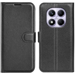Phonesta Litchi Skin Book Wallet Klapphülle für Xiaomi Redmi Note 14 Pro 4G - Schwarz