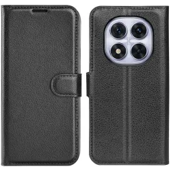 Phonesta Litchi Skin Book Wallet Klapphülle für Xiaomi Redmi Note 14 Pro 5G / Xiaomi Poco X7 - Schwarz