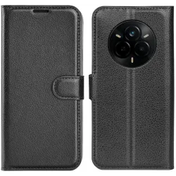 Phonesta Litchi Skin Book Wallet Klapphülle für Realme 14 Pro Plus - Schwarz