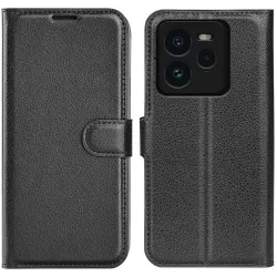 Phonesta Litchi Skin Book Wallet Klapphülle für Realme GT 7 Pro - Schwarz