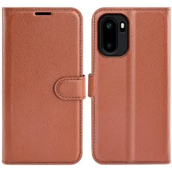 Phonesta Litchi Skin Book Wallet Klapphülle für OnePlus 15R - Braun