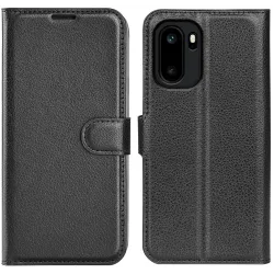 Phonesta Litchi Skin Book Wallet Klapphülle für OnePlus 15R - Schwarz