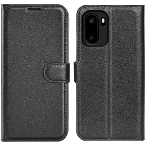 Phonesta Litchi Skin Book Wallet Klapphülle für OnePlus 15R - Schwarz