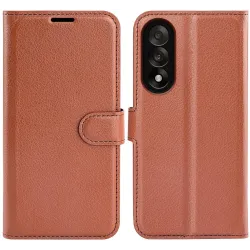 Phonesta Litchi Skin Book Wallet Klapphülle für OnePlus Nord 5 - Braun