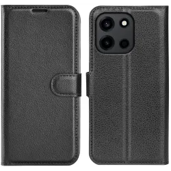 Phonesta Litchi Skin Book Wallet Klapphülle für OnePlus Nord 6 - Schwarz