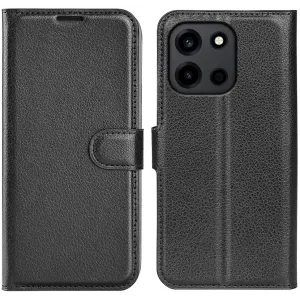 Phonesta Litchi Skin Book Wallet Klapphülle für OnePlus Nord 6 - Schwarz