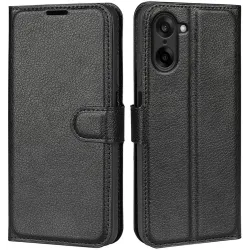 Phonesta Litchi Skin Book Wallet Klapphülle für OnePlus Nord CE5 - Schwarz