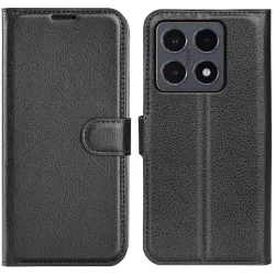 Phonesta Litchi Skin Book Wallet Klapphülle für Xiaomi 15T - Schwarz