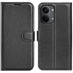 Phonesta Litchi Skin Book Wallet Klapphülle für Xiaomi Poco X8 Pro Max - Schwarz