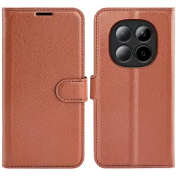 Phonesta Litchi Skin Book Wallet Klapphülle für Xiaomi Redmi Note 15 4G/5G / Xiaomi Poco M8 - Braun